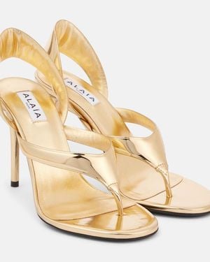 Alaïa Infradito Heeled Sandals - Metallic