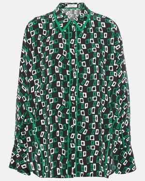 Diane von Furstenberg Alona Printed Crepe Shirt - Green