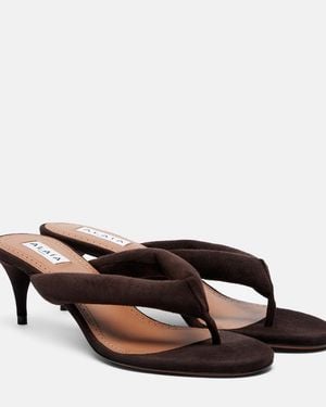 Alaïa Suede Thong Sandals - Brown
