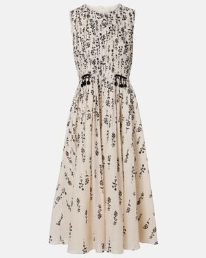 Max Mara Embellished Floral Cotton Voile Midi Dress - Natural
