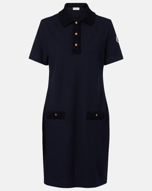 Moncler Vestido Polo De Pique De Algodon - Azul
