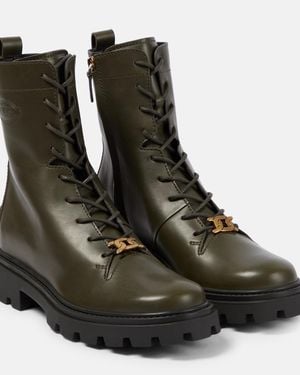 Tod's Logo-Plaque Leather Boots - Black