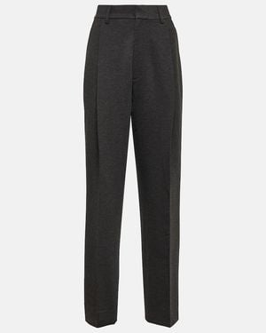 Victoria Beckham Pleated Straight Trousers - Grey
