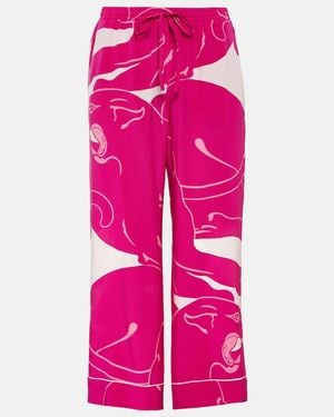 Valentino Panther Crepe De Chine Pants - Pink