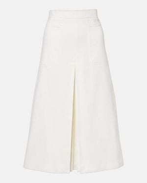 Max Mara Renoir Pleated Cotton Midi Skirt - White