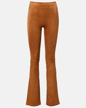 Stouls Jp Long Suede Flared Trousers - Brown