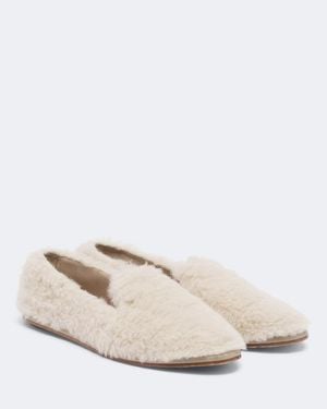 Max Mara Slip-Ons Aus Shearling - Weiß