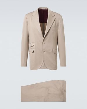 Brunello Cucinelli Cotton And Cashmere Suit - Natural