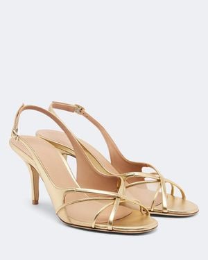 Malone Souliers Petra Leather And Mesh Slingback Sandals - Metallic