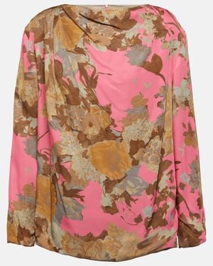Dries Van Noten Printed Draped Blouse - Pink