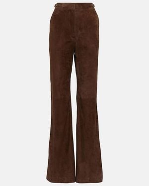 Gabriela Hearst Vesta High-Rise Suede Flared Pants - Brown