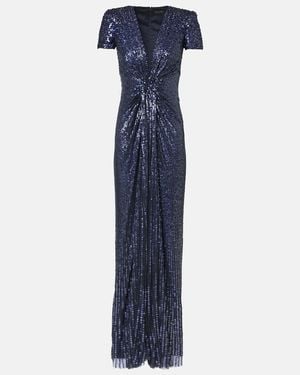 Jenny Packham Momoka Sequined Gown - Blue