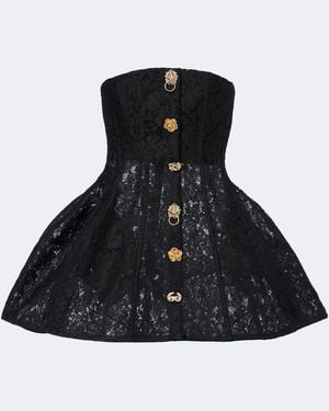 Blumarine Bustier-Kleid Mit Spitze - Schwarz