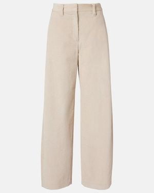 Brunello Cucinelli Cotton Corduroy Wide-Leg Trousers - Natural