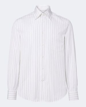 Brunello Cucinelli Pinstriped Cotton Poplin Shirt - White