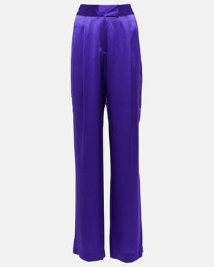 The Sei High-Rise Wide-Leg Silk Satin Trousers - Purple