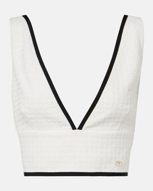 Valentino Cotton Tweed Crop Top - White