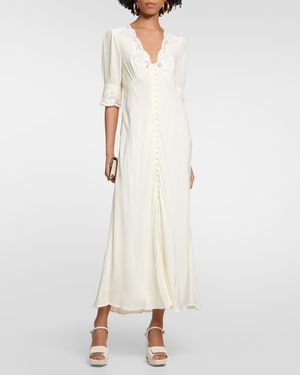 rixo regine floral embroidered tiered maxi dress Regine Dress Eva Floral Brown main image 0