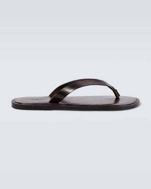 AURALEE Leather Thong Sandals - Brown