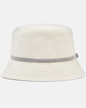 Brunello Cucinelli Linen Canvas Bucket Hat - Natural