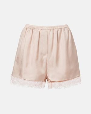 Rohe Shorts De Seda Con Encaje - Neutro