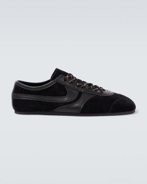 Dries Van Noten Leather-Trimmed Suede Trainers - Black