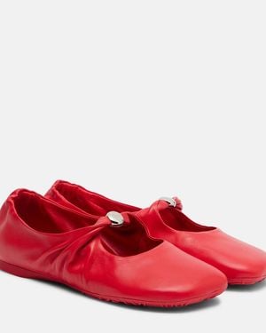Loewe Pebble Soft Leather Mary Jane Flats - Red