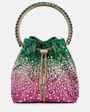 Jimmy Choo Bon Bon Small Embellished Bucket Bag - Green