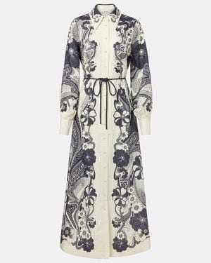 ALÉMAIS Mickey Printed Linen Shirt Dress - White