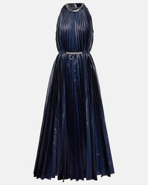 Christopher Kane Embellished Halterneck Lame Midi Dress - Blue