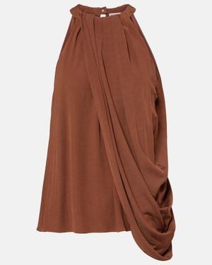 JW Anderson Draped Halterneck Crepe Top - Brown