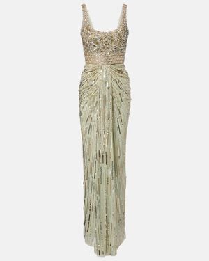 Jenny Packham Elixir Embellished Bustier Gown - Green