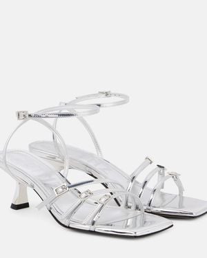 Souliers Martinez Teresa 60 Metallic Leather Sandals - White