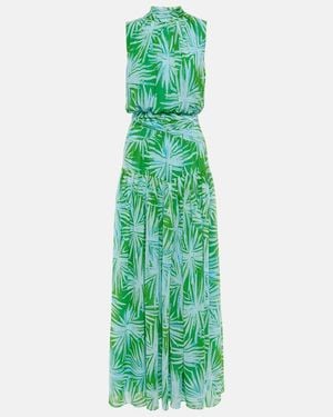 Diane von Furstenberg Menon Printed Draped Maxi Dress - Green