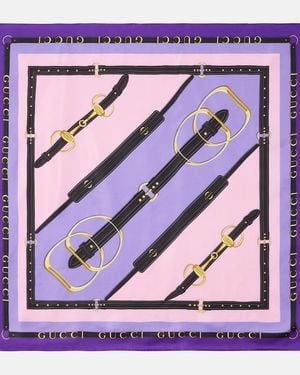 Gucci Panuelo De Seda Con Gg - Morado