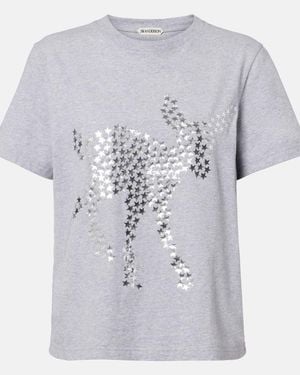 JW Anderson Embellished Cotton Jersey T-Shirt - Grey