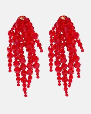 Simone Rocha Pendientes Con Cuentas De Cristal - Rojo