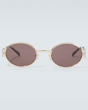 Gucci Gg Oval Sunglasses - Brown