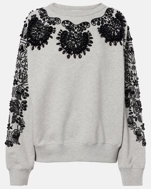 Dries Van Noten Embellished Cotton Jersey Sweatshirt - Grey