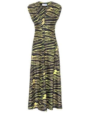 Marine Serre Zebra-Print Jersey Maxi Dress - Green