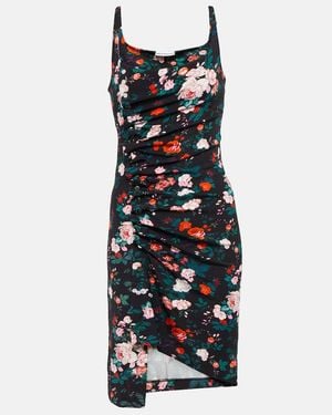 Rabanne Floral Ruched Jersey Minidress - Black