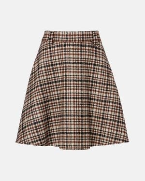Brunello Cucinelli Minifalda En Mezcla De Lana Con Pata De Gallo - Neutro