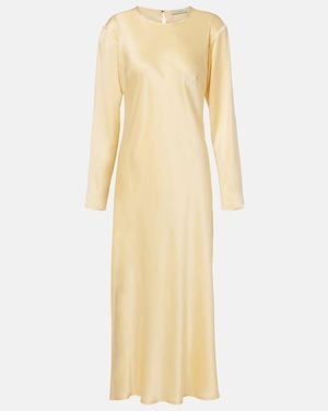 Asceno Salina Silk Charmeuse Midi Dress - Natural