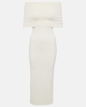 Wardrobe NYC Off-Shoulder Ribbed-Knit Midi Dress - White