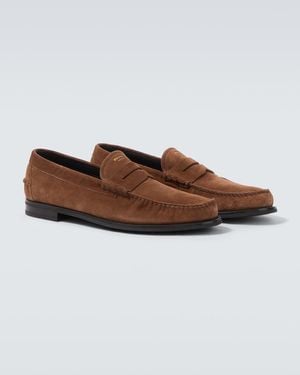 Prada Suede Penny Loafers - Brown