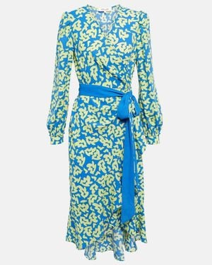 Diane von Furstenberg Printed Tie-Waist Midi Dress - Blue