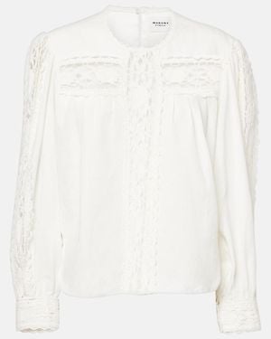 Isabel Marant Valmira Embroidered Linen And Cotton Top - White