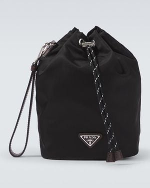 Prada Etui Speedrock Aus Re-Nylon Mit Leder - Schwarz