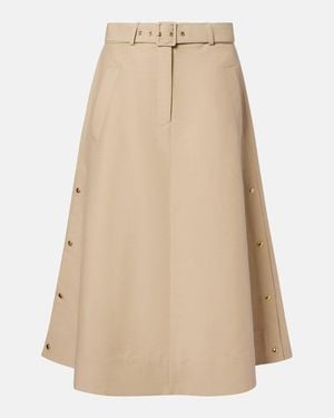 Moncler Belted Cotton Midi Skirt - Natural