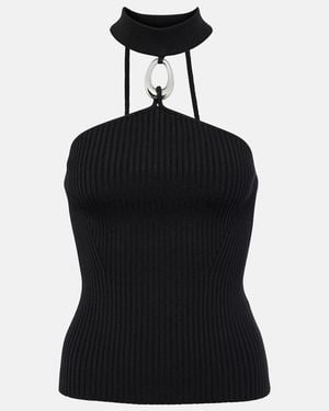 Jonathan Simkhai Rubie Halterneck Stretch-Woven Top - Black